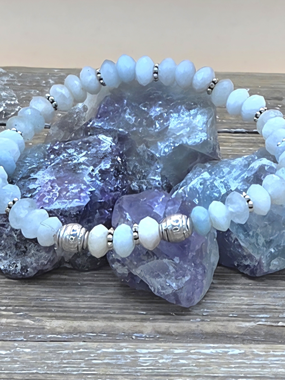 Aquamarine and Sterling Silver Beaded Bracelet